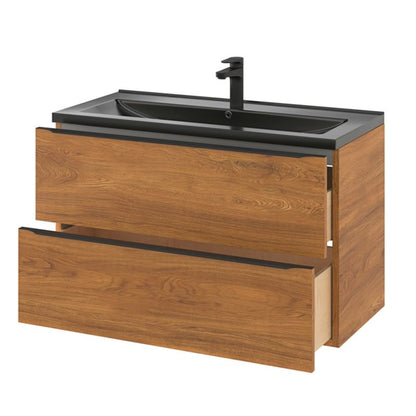 GoodHome Nira keramisk vask 100 cm sort