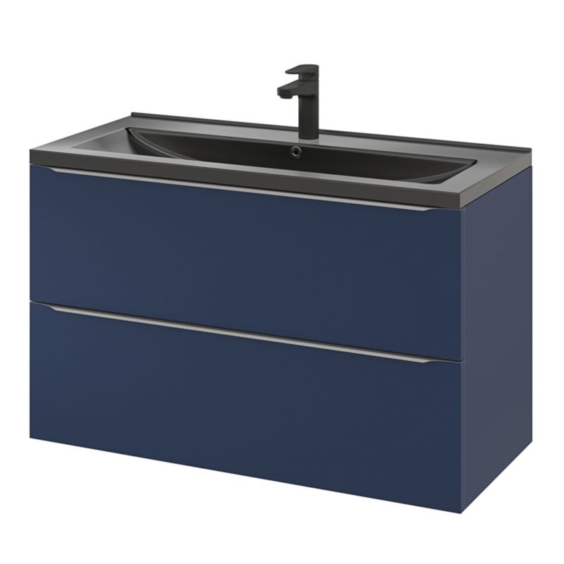 GoodHome Nira keramisk vask 100 cm sort