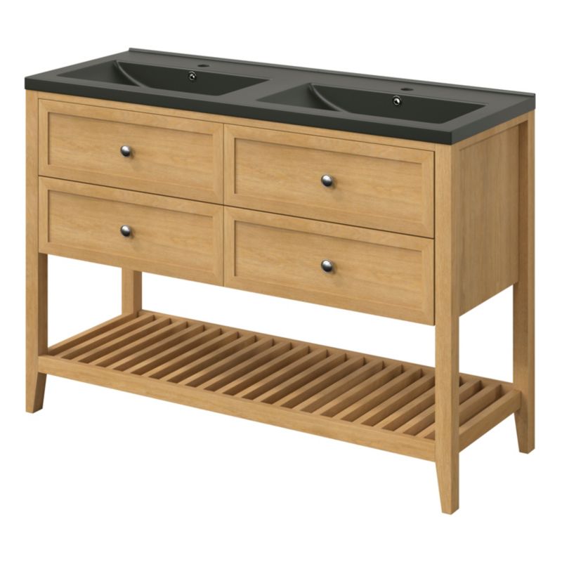 GoodHome Nira keramisk vask 100 cm sort