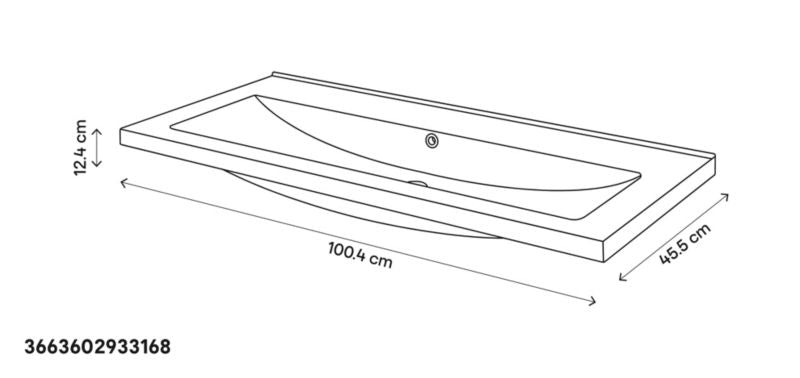 GoodHome Nira 100 cm keramisk vask med sifon