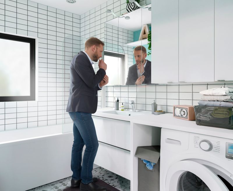 GoodHome Nira 100 cm keramisk vask med sifon