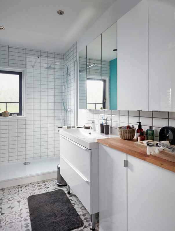 GoodHome Nira 100 cm keramisk vask med sifon