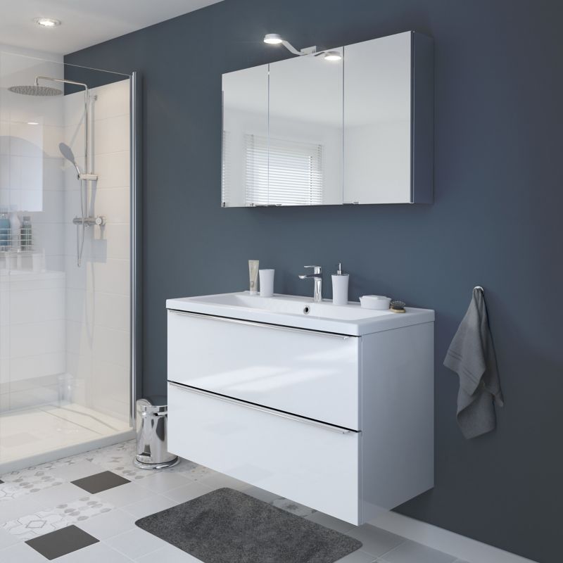 GoodHome Nira 100 cm keramisk vask med sifon