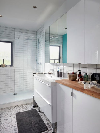 GoodHome Nira 100 cm keramisk vask med sifon