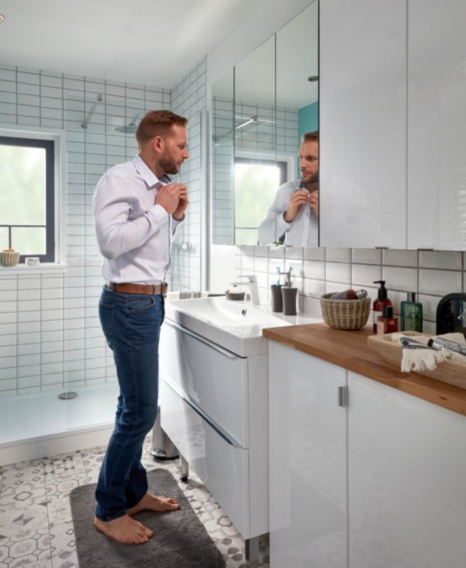 GoodHome Nira 100 cm keramisk vask med sifon