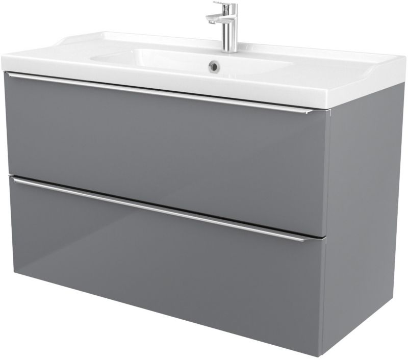 GoodHome Nira 100 cm keramisk vask med sifon