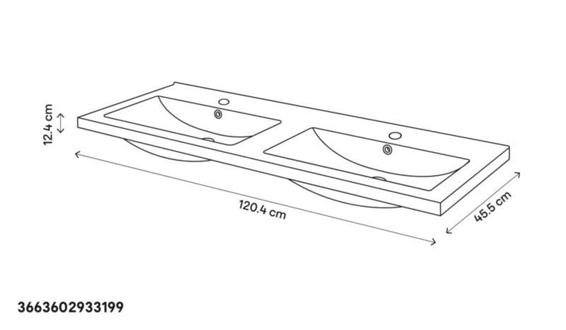GoodHome Nira keramisk dobbeltvask 120 cm mat-sort