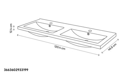 GoodHome Nira keramisk dobbeltvask 120 cm mat-sort