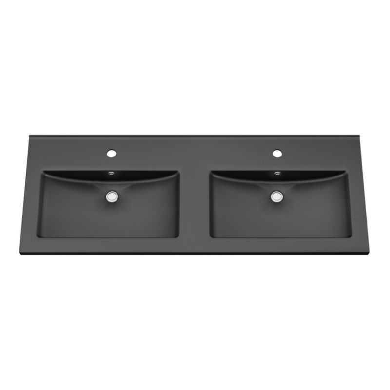GoodHome Nira keramisk dobbeltvask 120 cm mat-sort