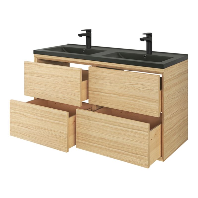 GoodHome Nira keramisk dobbeltvask 120 cm mat-sort
