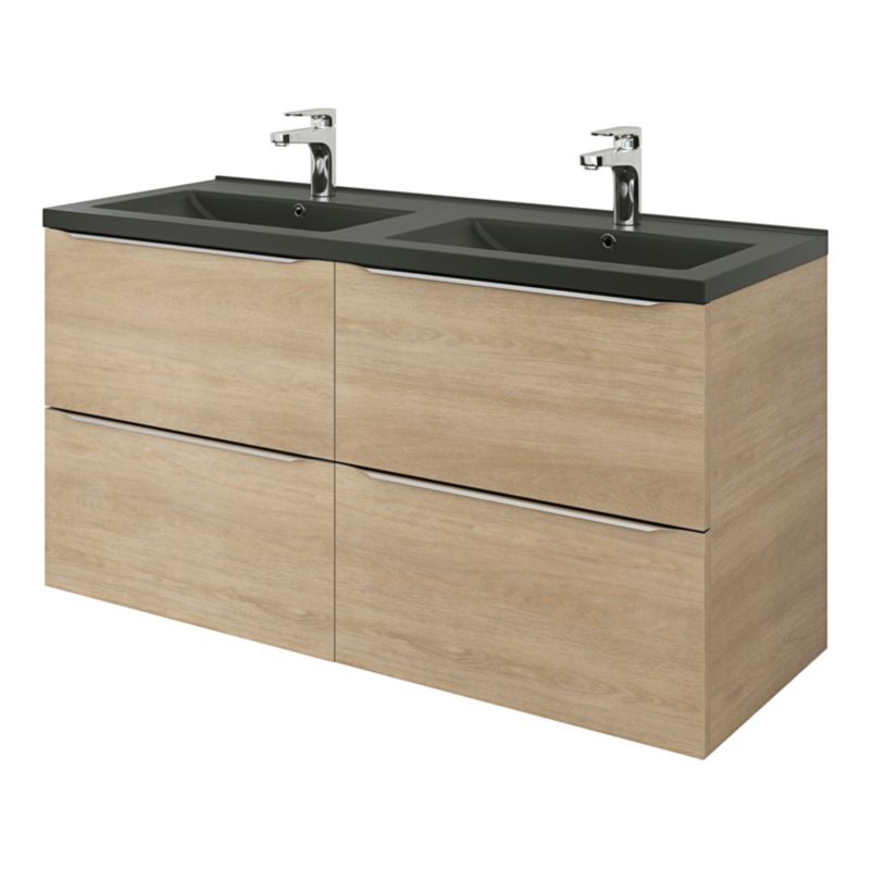 GoodHome Nira keramisk dobbeltvask 120 cm mat-sort