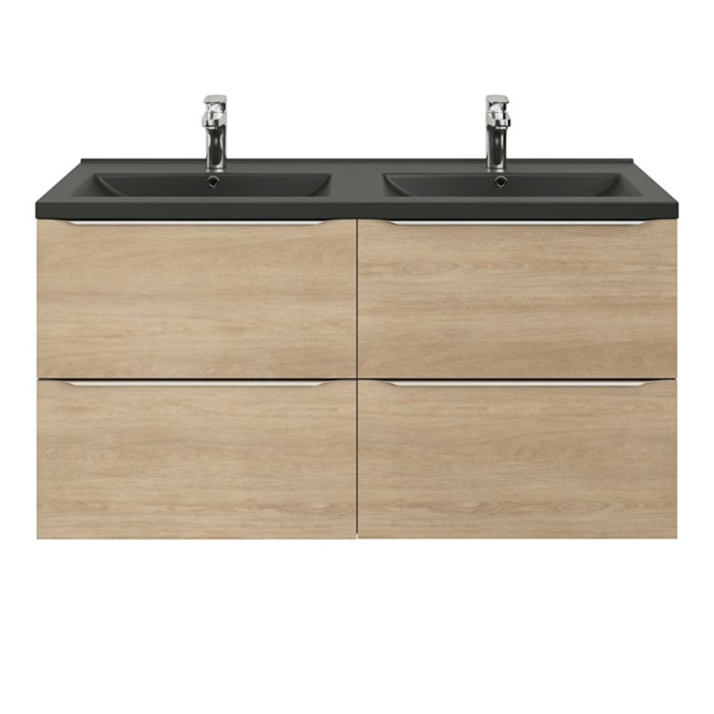 GoodHome Nira keramisk dobbeltvask 120 cm mat-sort