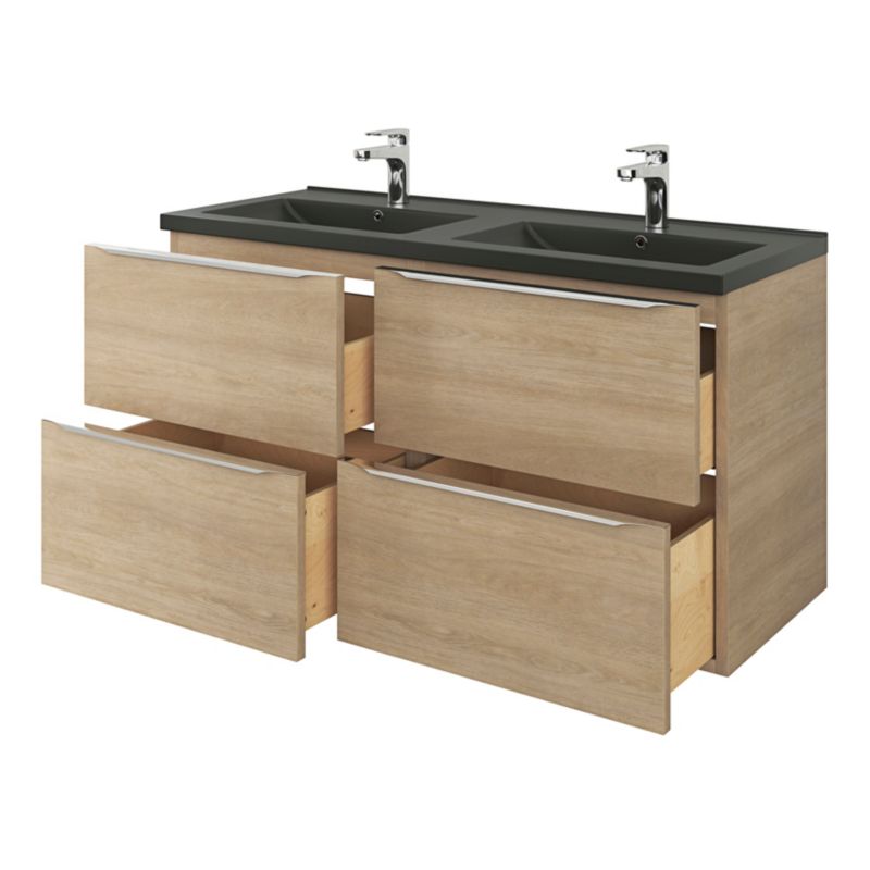 GoodHome Nira keramisk dobbeltvask 120 cm mat-sort