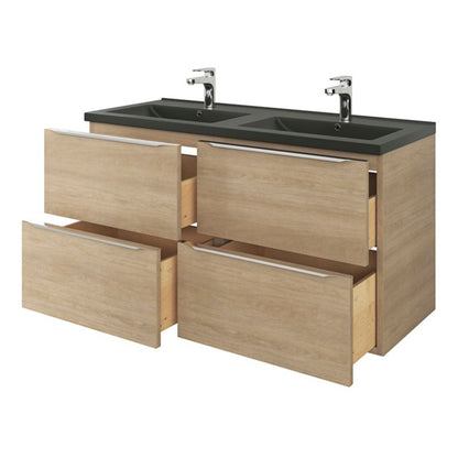 GoodHome Nira keramisk dobbeltvask 120 cm mat-sort
