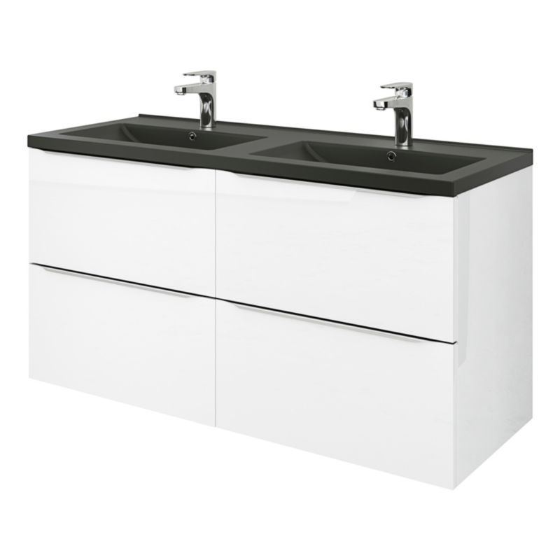 GoodHome Nira keramisk dobbeltvask 120 cm mat-sort