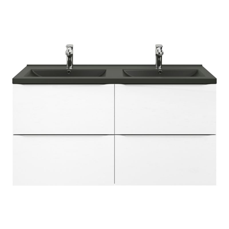 GoodHome Nira keramisk dobbeltvask 120 cm mat-sort