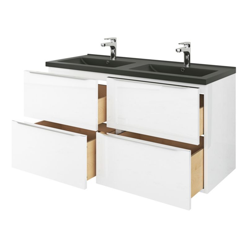 GoodHome Nira keramisk dobbeltvask 120 cm mat-sort