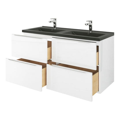 GoodHome Nira keramisk dobbeltvask 120 cm mat-sort