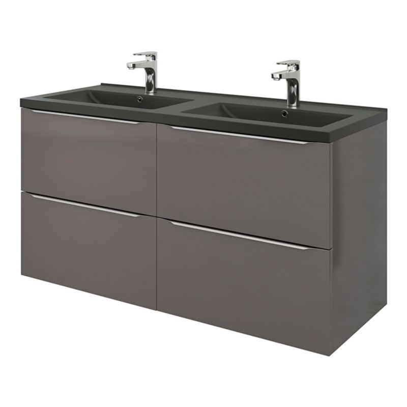 GoodHome Nira keramisk dobbeltvask 120 cm mat-sort