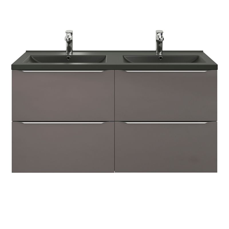 GoodHome Nira keramisk dobbeltvask 120 cm mat-sort