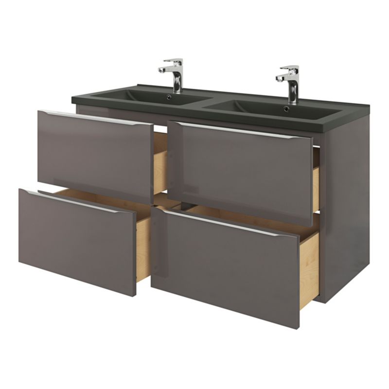 GoodHome Nira keramisk dobbeltvask 120 cm mat-sort