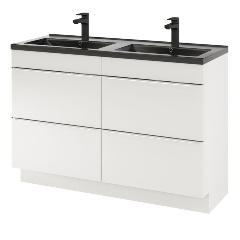 GoodHome Nira keramisk dobbeltvask 120 cm mat-sort