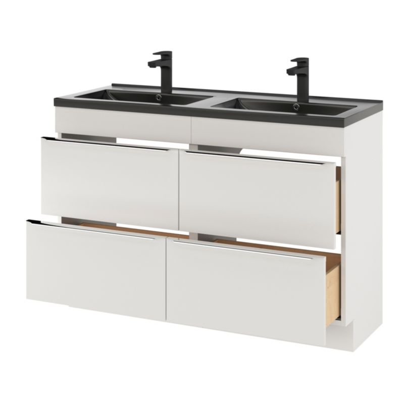 GoodHome Nira keramisk dobbeltvask 120 cm mat-sort