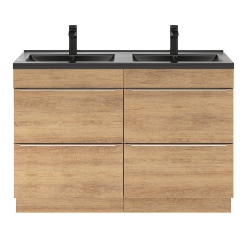 GoodHome Nira keramisk dobbeltvask 120 cm mat-sort
