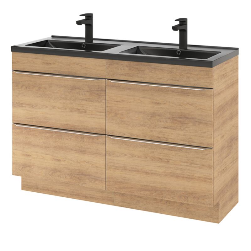 GoodHome Nira keramisk dobbeltvask 120 cm mat-sort