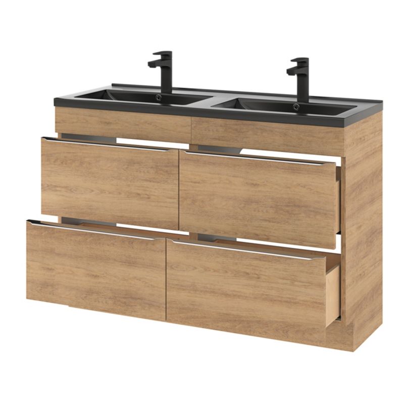 GoodHome Nira keramisk dobbeltvask 120 cm mat-sort
