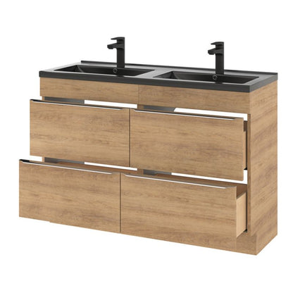 GoodHome Nira keramisk dobbeltvask 120 cm mat-sort