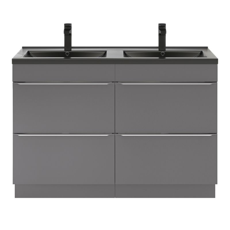 GoodHome Nira keramisk dobbeltvask 120 cm mat-sort