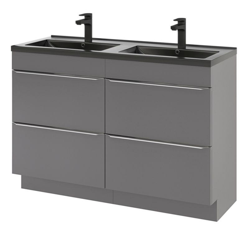 GoodHome Nira keramisk dobbeltvask 120 cm mat-sort