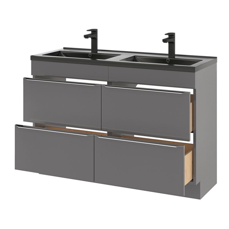 GoodHome Nira keramisk dobbeltvask 120 cm mat-sort