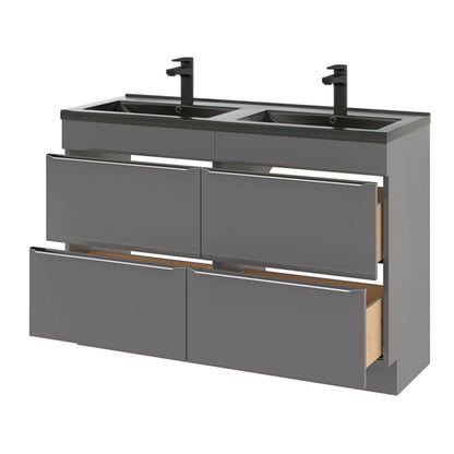 GoodHome Nira keramisk dobbeltvask 120 cm mat-sort