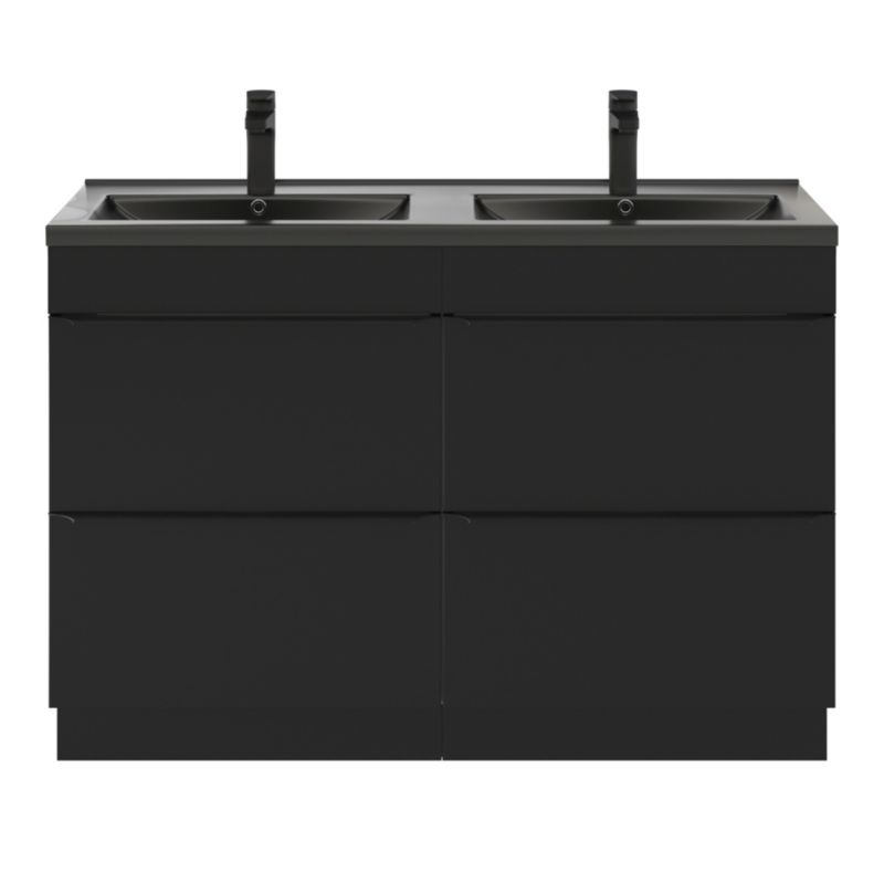 GoodHome Nira keramisk dobbeltvask 120 cm mat-sort