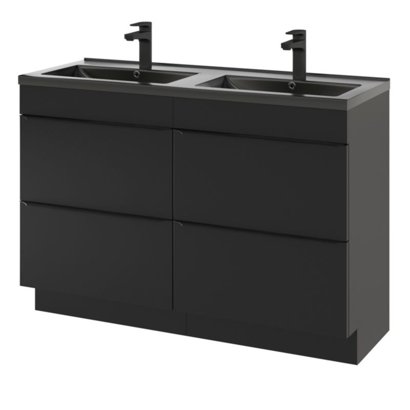 GoodHome Nira keramisk dobbeltvask 120 cm mat-sort