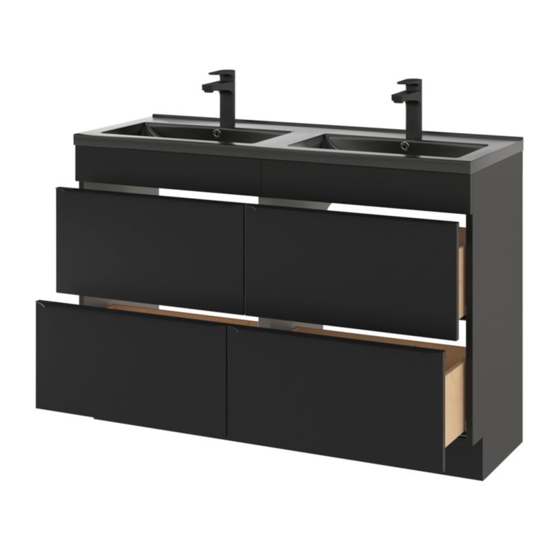 GoodHome Nira keramisk dobbeltvask 120 cm mat-sort
