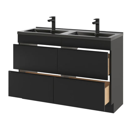 GoodHome Nira keramisk dobbeltvask 120 cm mat-sort