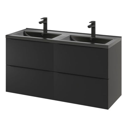 GoodHome Nira keramisk dobbeltvask 120 cm mat-sort