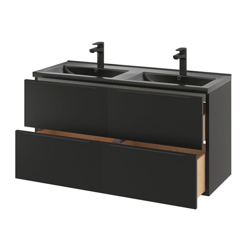 GoodHome Nira keramisk dobbeltvask 120 cm mat-sort