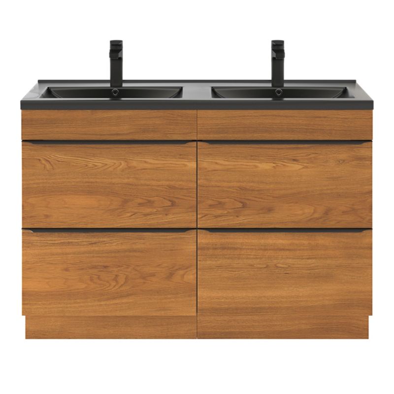 GoodHome Nira keramisk dobbeltvask 120 cm mat-sort