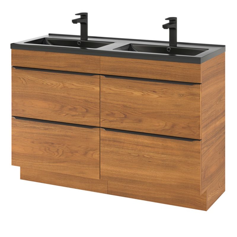GoodHome Nira keramisk dobbeltvask 120 cm mat-sort