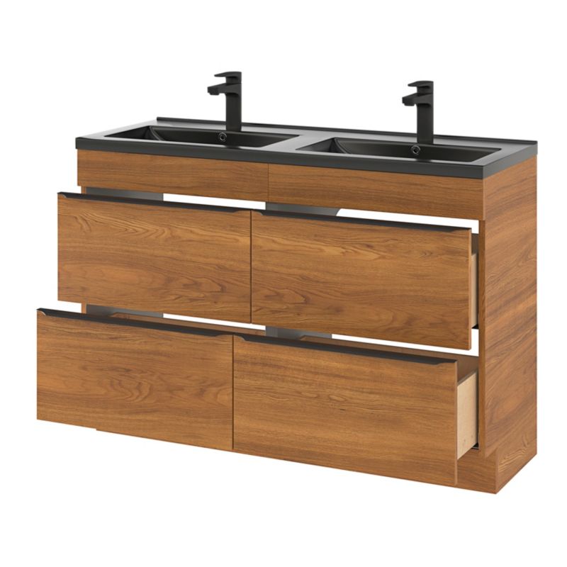 GoodHome Nira keramisk dobbeltvask 120 cm mat-sort