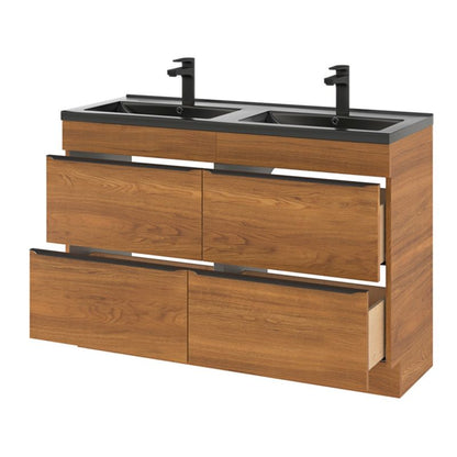 GoodHome Nira keramisk dobbeltvask 120 cm mat-sort
