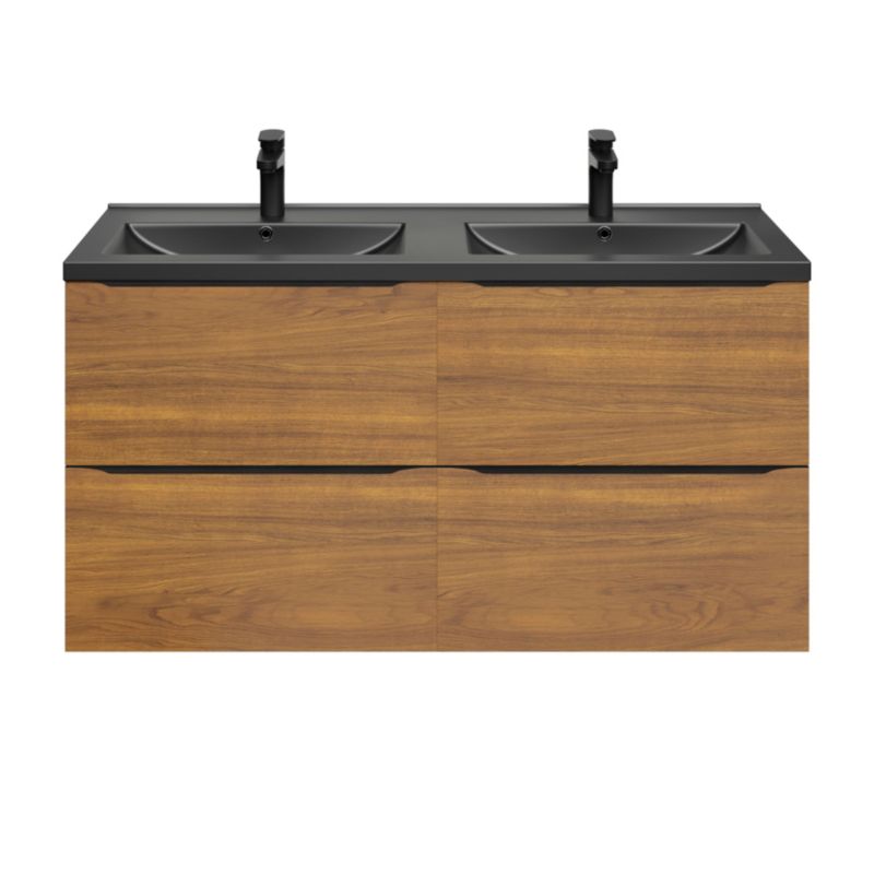 GoodHome Nira keramisk dobbeltvask 120 cm mat-sort