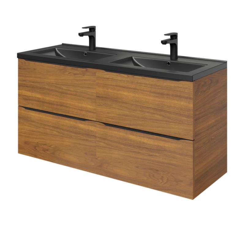 GoodHome Nira keramisk dobbeltvask 120 cm mat-sort