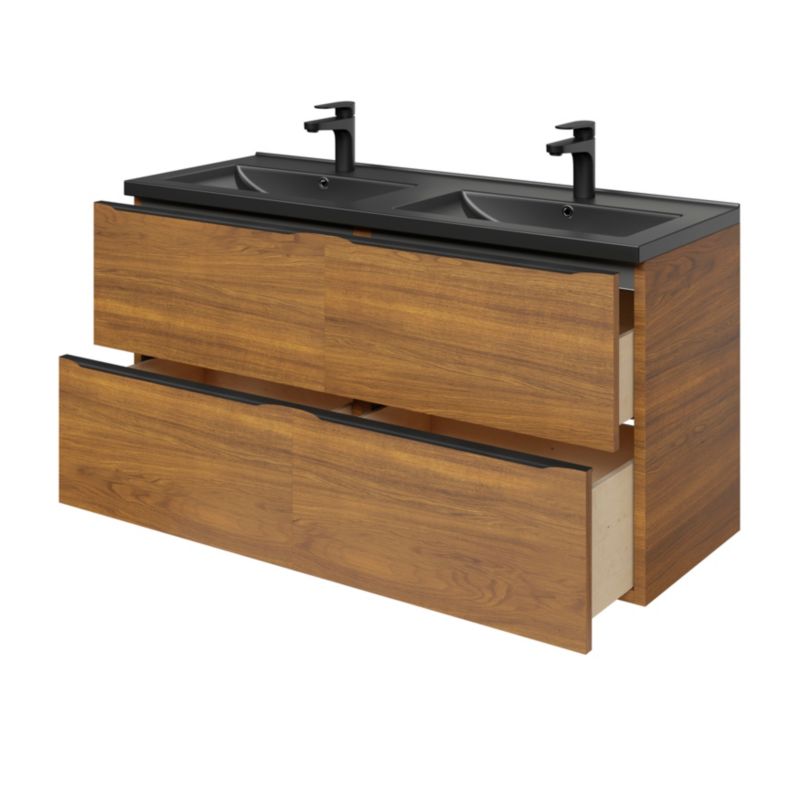 GoodHome Nira keramisk dobbeltvask 120 cm mat-sort