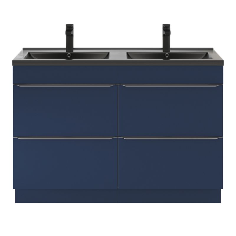GoodHome Nira keramisk dobbeltvask 120 cm mat-sort