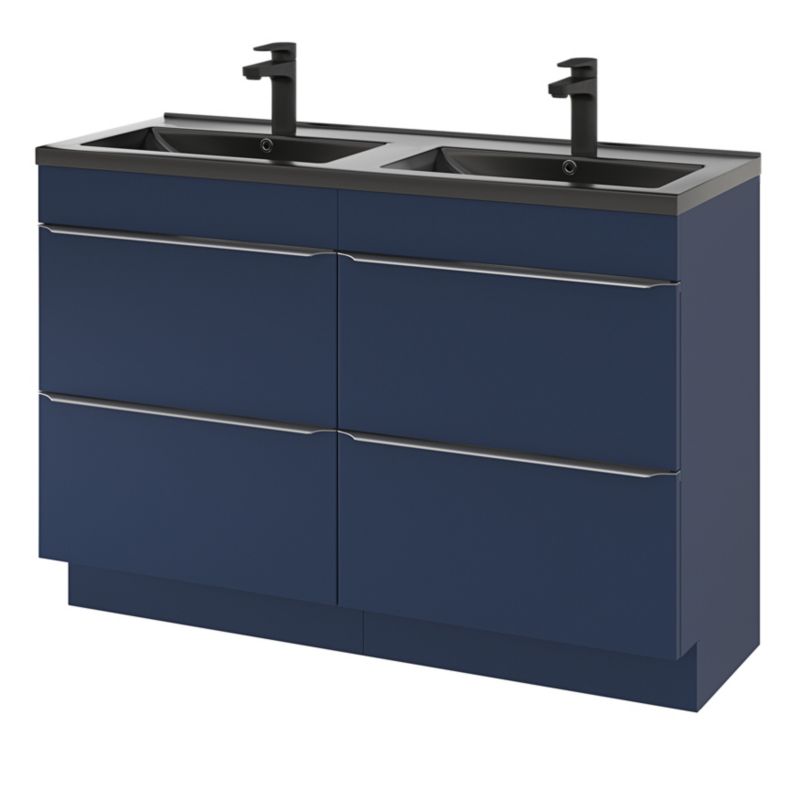 GoodHome Nira keramisk dobbeltvask 120 cm mat-sort